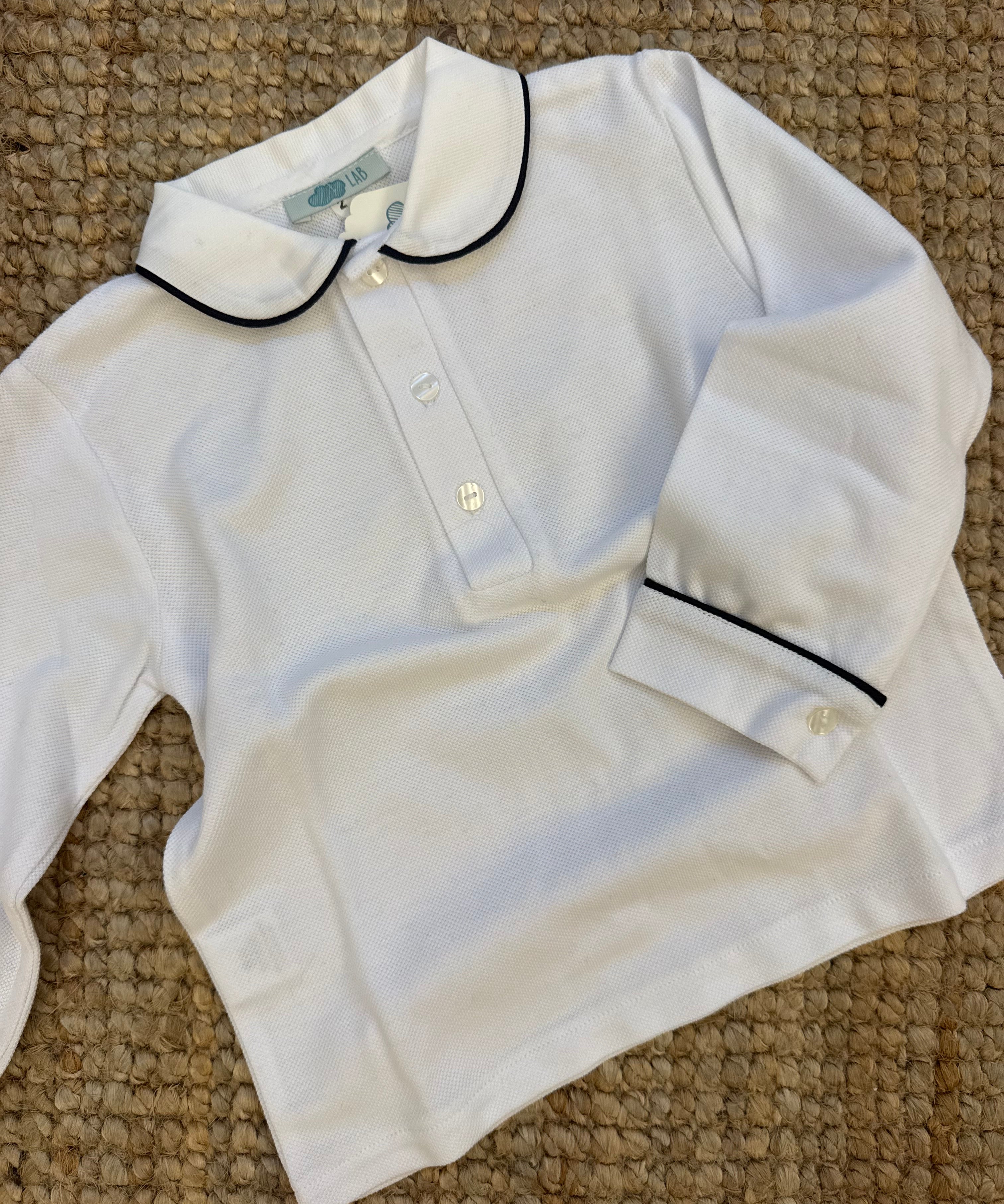 Polo LAB piquet con colletto tondo profilato blu