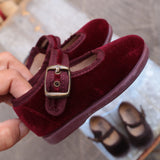 Scarpe ballerine velluto bordeaux con fibbia art 11251