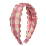 Cerchietto vichy rosa e panna centinato H2543P