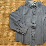 Camicetta Magil denim con rouches IN26044