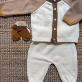 Completo cardigan multicolor nocciola senape e burro con ghettine burro I Ferrarini 2511/386 2511/387