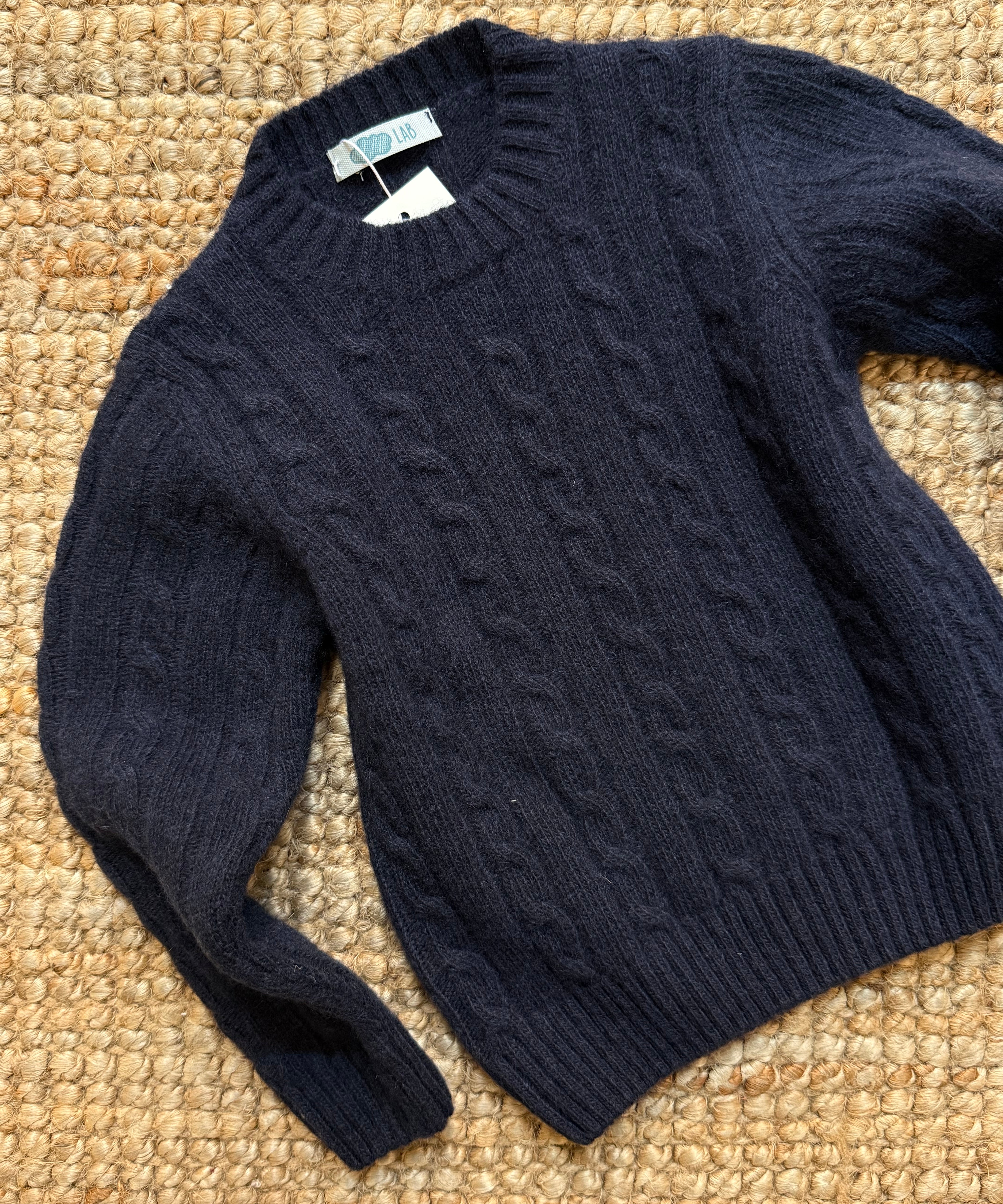 Maglioncino trecce blu lana merino NUVOLA LAB
