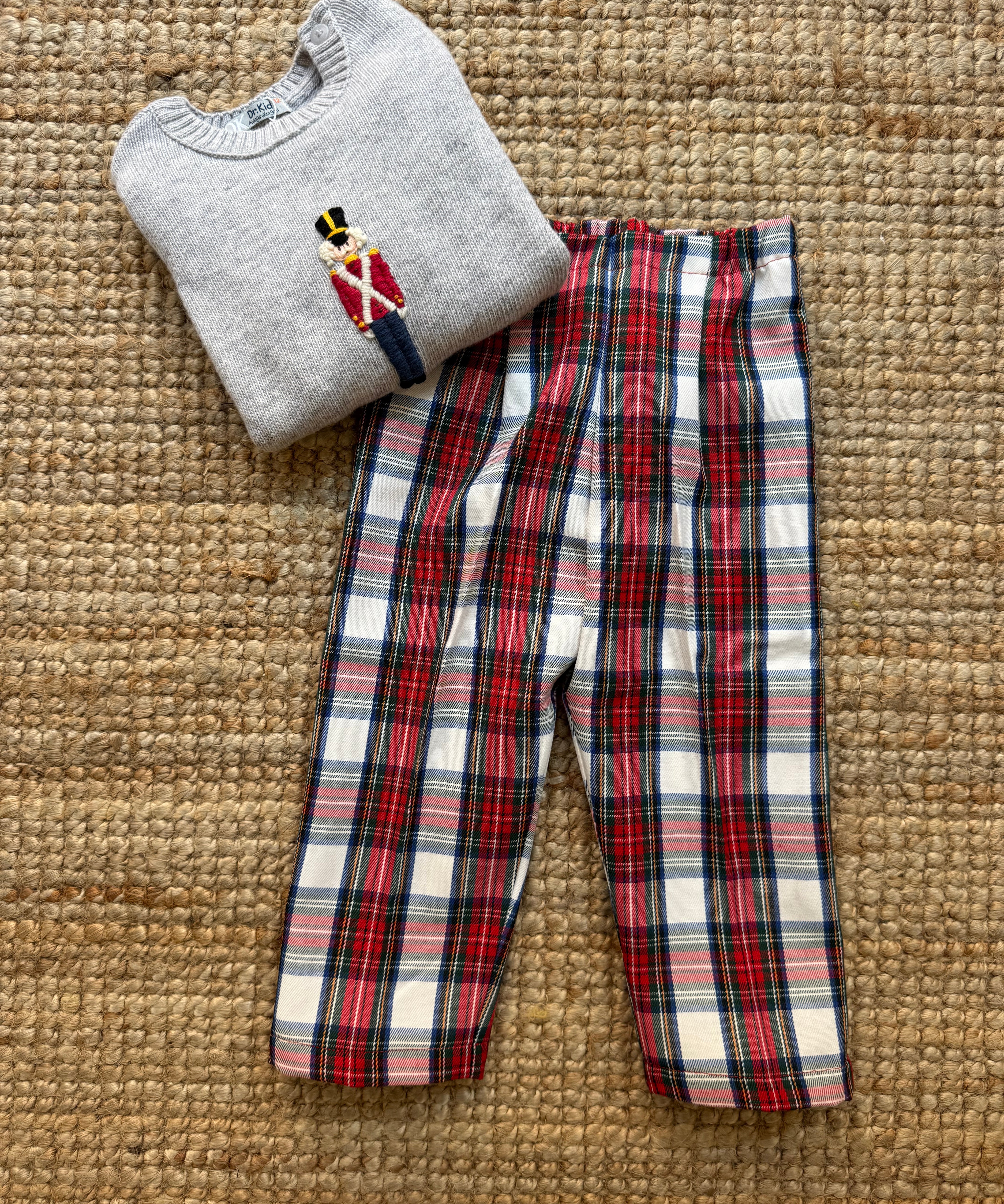 Pantalone LAB tartan bianco e rosso Massimo
