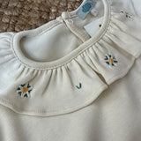 Polo LAB burro con colletto frill ricamato fiori