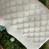 Coperta newborn bianco lavorazione rombi Mi Lucero x LA NUVOLA LAB I26127