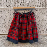 Gonna LAB tartan con balza velluto blu