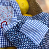 Costume boxer LAB in cotone fiorellini bianco e blu dettagli righe