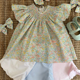 Camicetta fantasia fiorellini ricamo smock Bergenie Kidiwi 36142