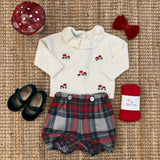 Maglioncino colletto frill latte con funghetti ricamati Mi Lucero x LA NUVOLA LAB I25271