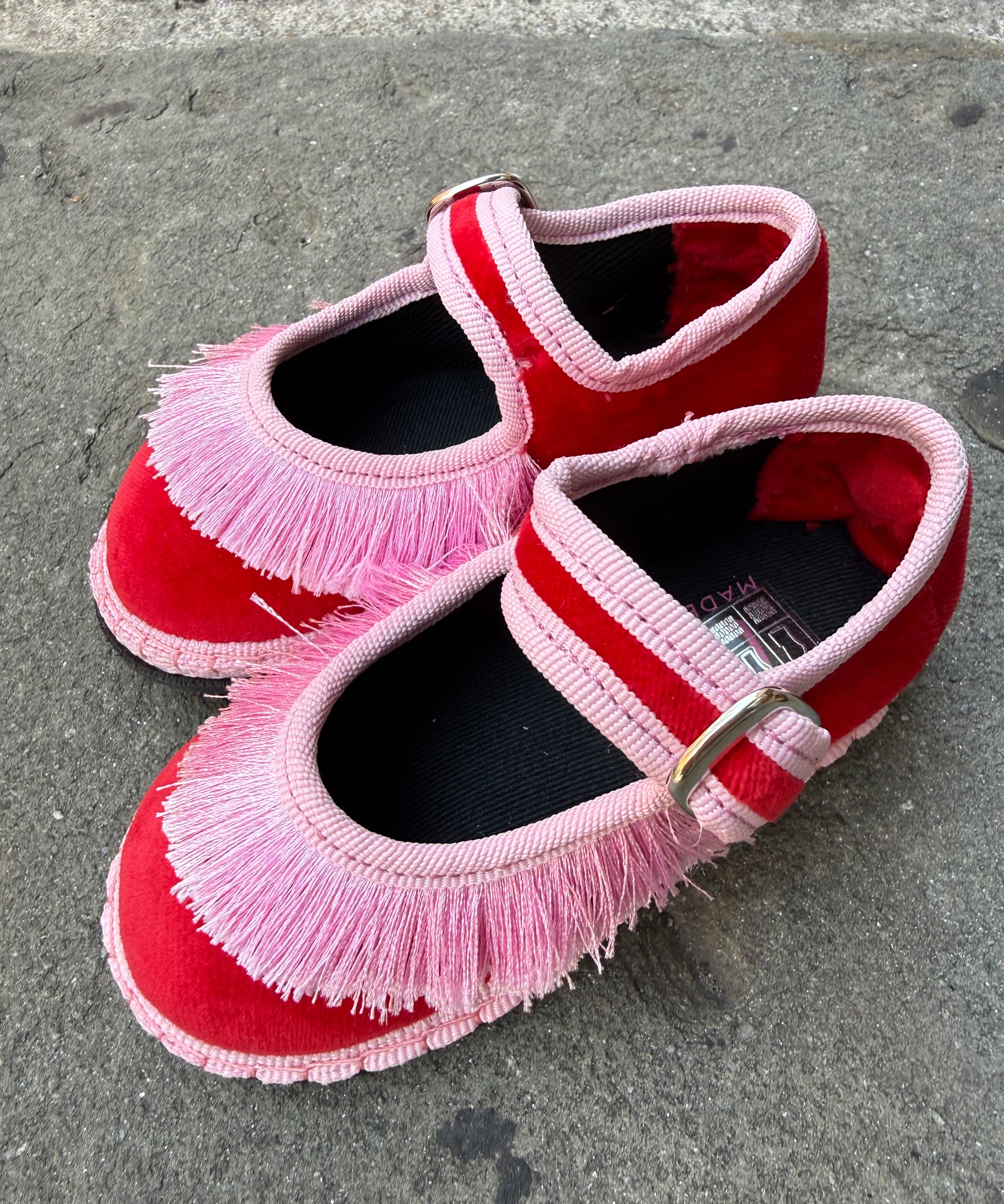 Friulana velluto rosso frangia rosa LaVí