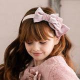 Double bow headband pink velvet GN29064