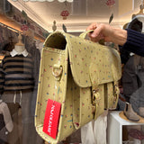 Borsa cartella grande con tracolla lime fantasia fiori Naj-Oleari