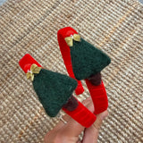 Cerchietto LAB rivestito in velluto con alberino di Natale