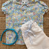Shorts bianco con orlo profilo azzurro centinato e cinturino con fiocco La Mascot 55/2501377