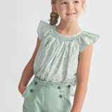 Camicetta fantasia fiorellini verde ricamo smock Hope Tartaleta B8038