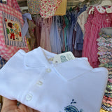 Polo classica in piquet bianco ricamato a mano Baby Gi PL173BMC