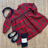 Abito LAB tartan rifinito con serpentina in velluto blu
