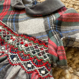 Abito newborn tartan con ricamo punto smock con coulotte Isi FCC150VERR