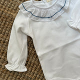 Body collo rouches ricamo blu BG207G BabyGi
