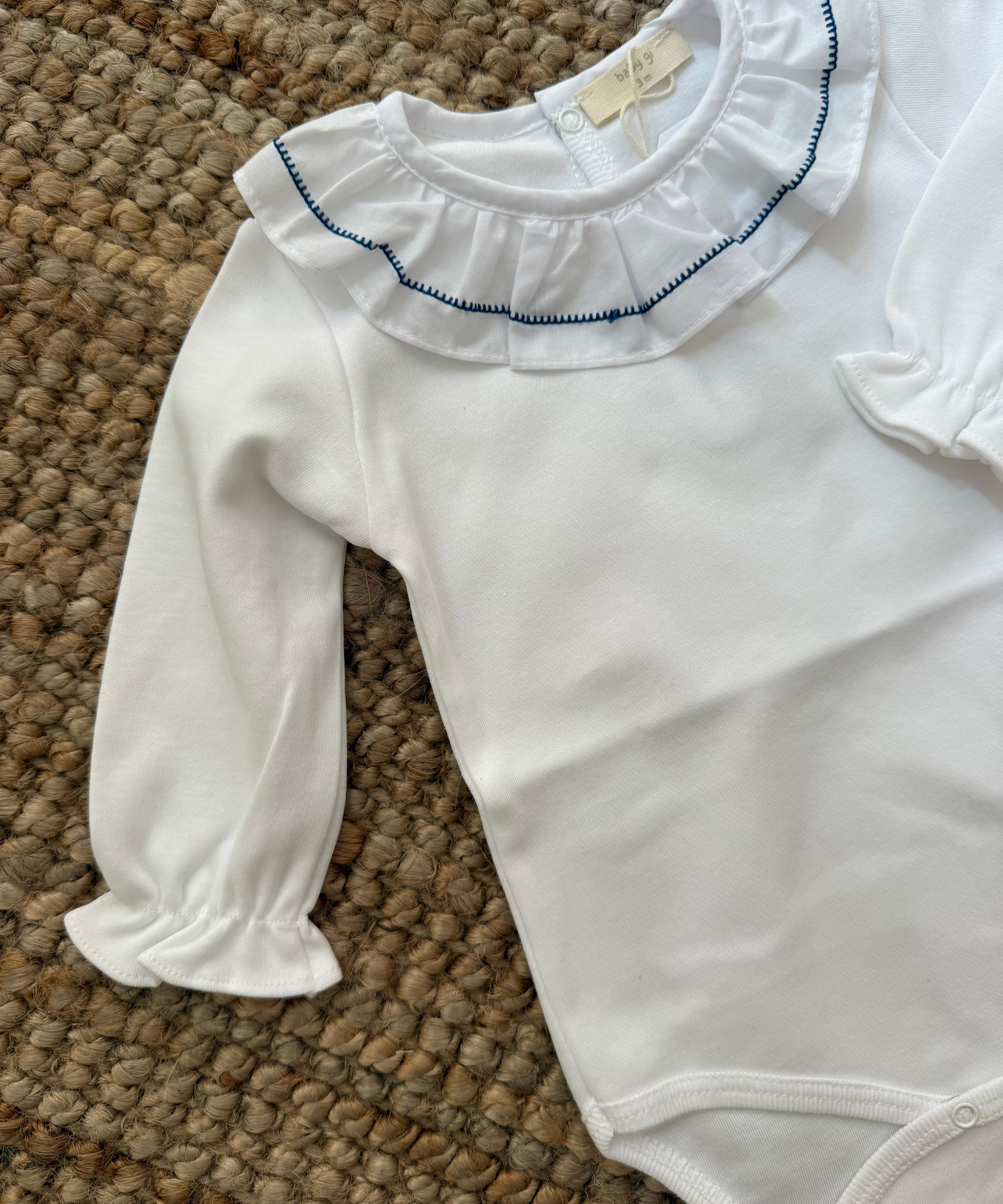 Body collo rouches ricamo blu BG207G BabyGi