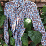 Camicia donna LAB tessuto fiorellini toni del marrone