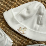 Cappellino cavallino a dondolo ricamato dettagli azzurro RH252M Baby Gi