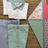 Completo polo in jersey bermuda righe goffrate bianco e verde Malvi & Co S26B204CAJJ S26B210PNRR