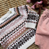 Maglione jacquard latte rosa Mi Lucero x LA NUVOLA LAB I25286