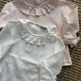 Polo LAB latte con colletto frill