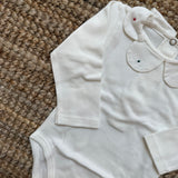 Body LAB Natale con colletto petalo ricamato a pois manica lunga