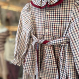 Abito Josephine quadretto con ricamo smock 37251 Kidiwi