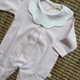 Tutina rosa con collo petalo piquet bianco PQ50M Baby Gi