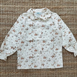 Camicetta LAB Clizia bosco con colletto petalo a manica lunga