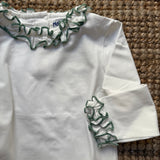 T-shirt latte collo rouches profilato salvia Malvi F25M026CAJJ