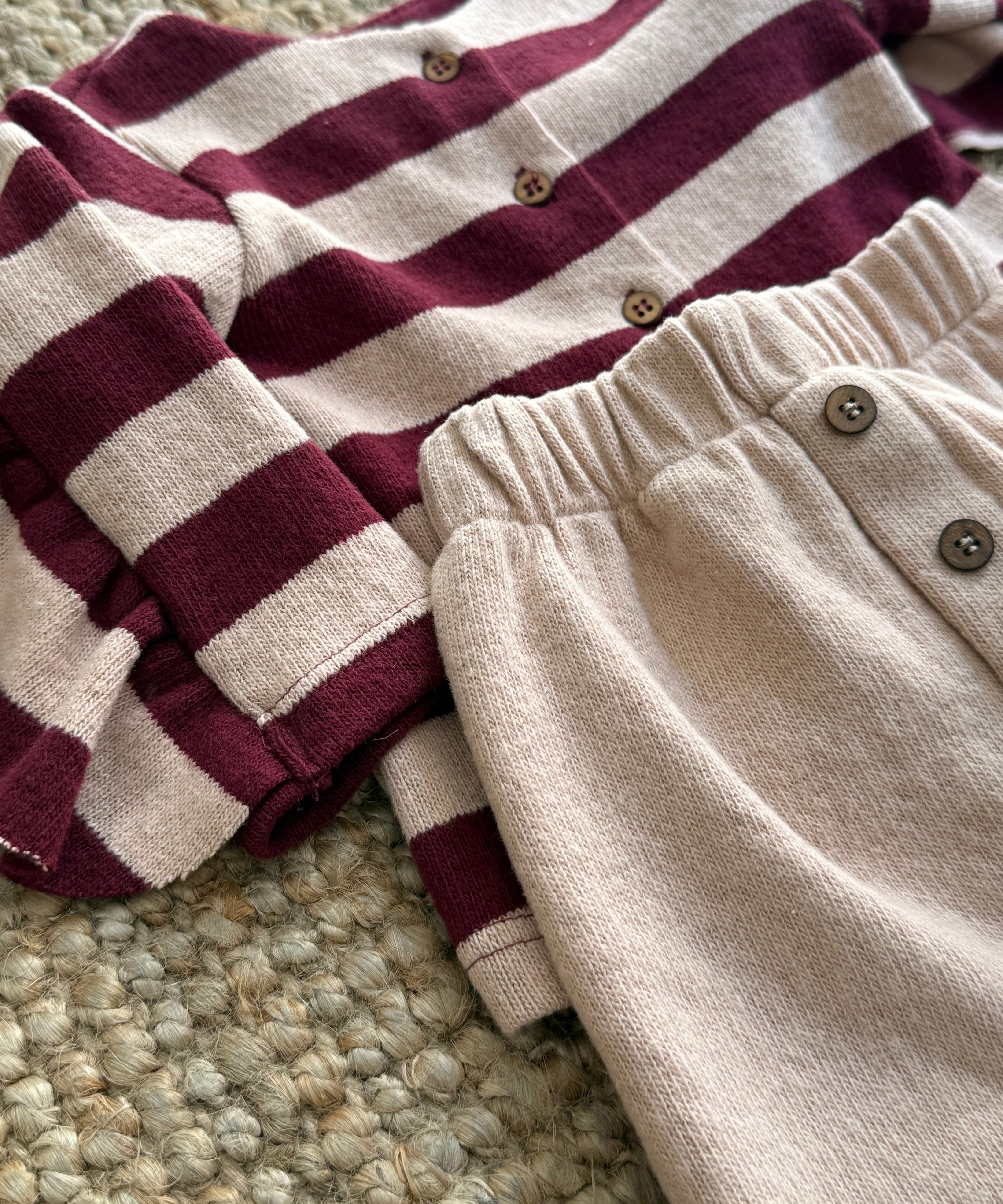 Completo newborn rigoni rosa e bordeaux e pantalone basic 138409 138305 Time to Bloom