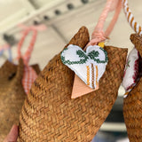 Borsa LAB paglia manico fantasia con cuore imbottito stoffa vintage