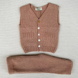 Newborn mismatched set vest and leggings powder cashmere blend FW10LU24GV + FW15LU24PA