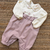 Tutina newborn in flanella vichy con fiorellini ricamati F25N152TUNC