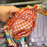 Costume LAB slip in cotone vichy arancio e bianco con fiocchi nodo fiorellini
