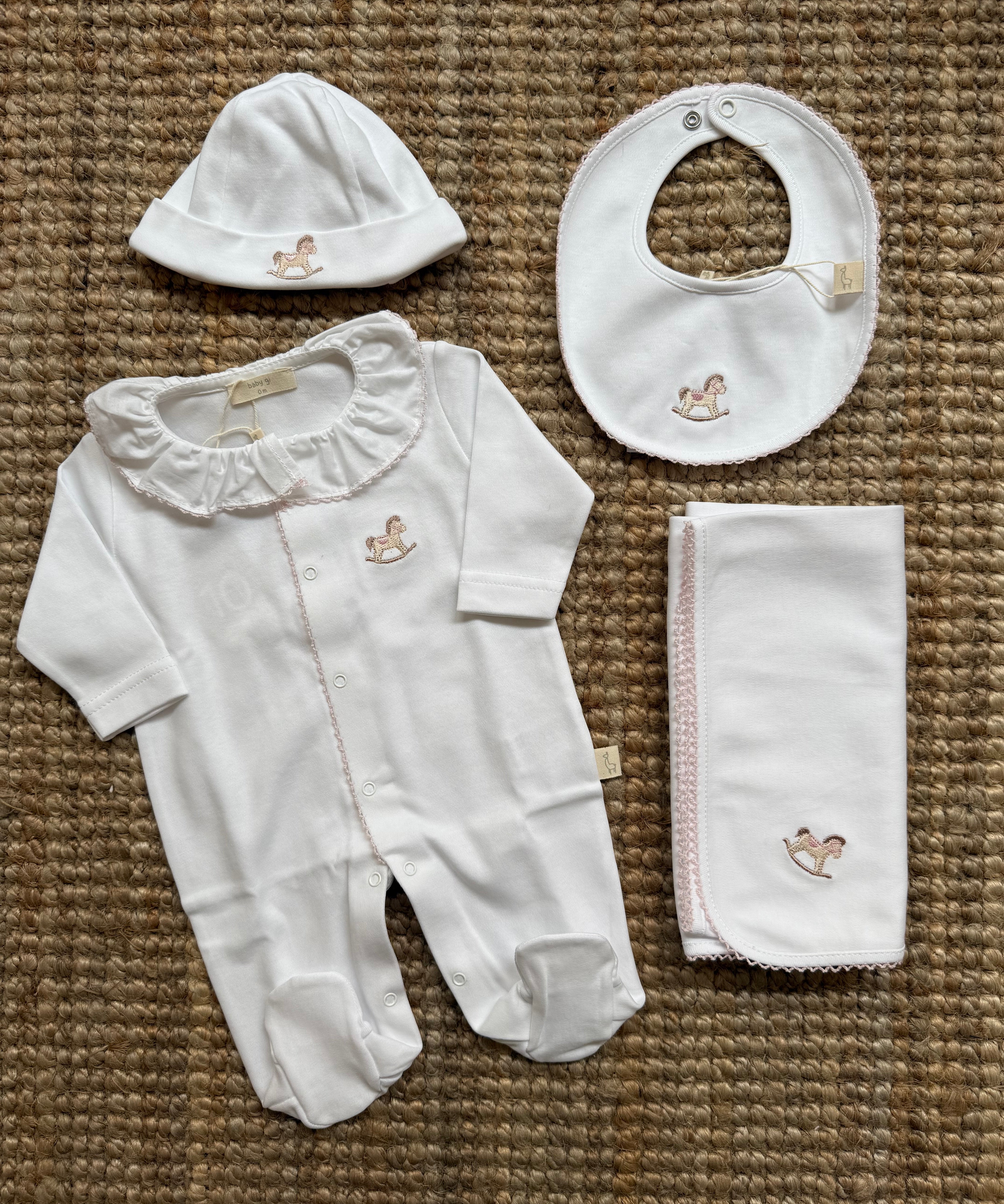 Tutina cavallino a dondolo ricamato dettagli rosa RH53GM Baby Gi