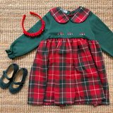 Abito LAB corpetto in felpa ricamato a mano con colletto e gonna tartan