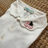 Polo LAB colletto petalo e ricamo natalizio