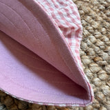 Cappello da spiaggia reversibile vichy rosa e bianco + rosa Pigeon 26REVSSC
