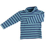 High neck T-shirt blue stripes light blue 23POLNBNW