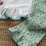 Completo LAB camicetta con serpentina e pantalone fiorellini con frill
