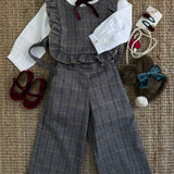 Completo gilet con rouches e pantalone palazzo spigato B9760 B9727 Tartaleta