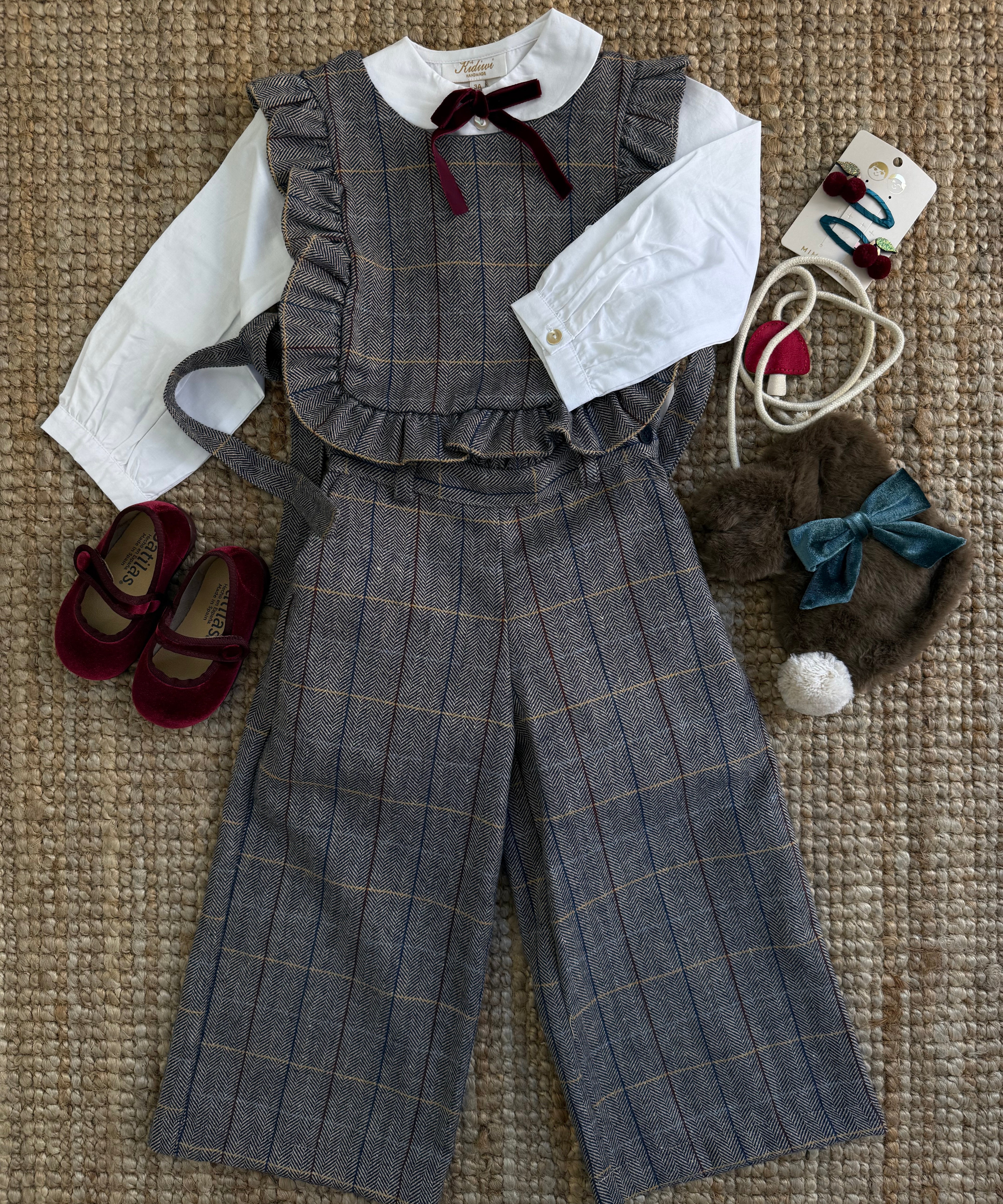 Completo gilet con rouches e pantalone palazzo spigato B9760 B9727 Tartaleta