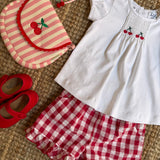 Shorts quadri grandi rosso e bianco Malvi & Co S26I129SHQB