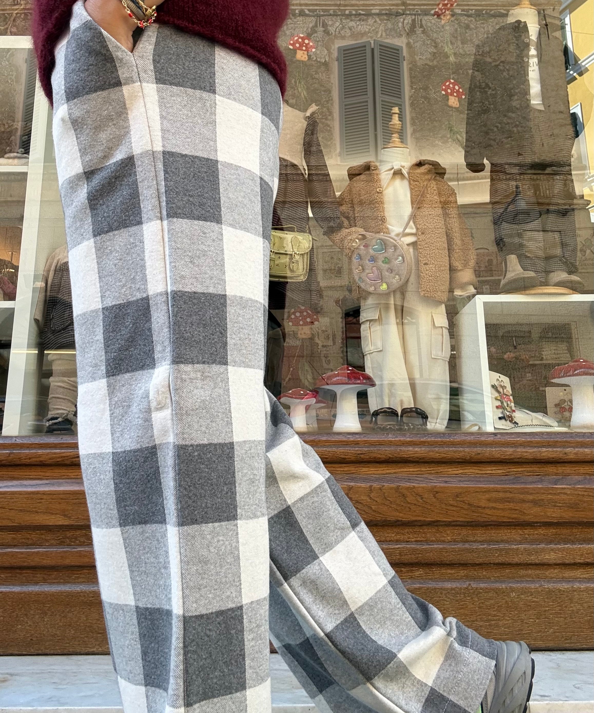 Pantalone donna LAB a maxi tartan grigio