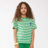 T-shirt mezza manica righe bianco e verde con cuoricino 42412